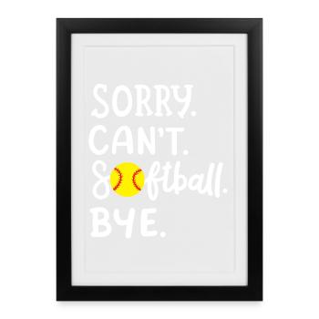 Softball Softball-Spieler - Gerahmtes Poster (27 × 37 cm) - Schwarz - Vorne