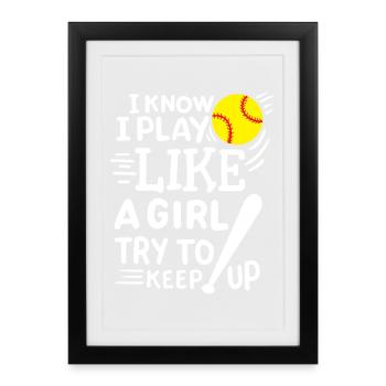 Softball Softball-Spieler - Gerahmtes Poster (27 × 37 cm) - Schwarz - Vorne