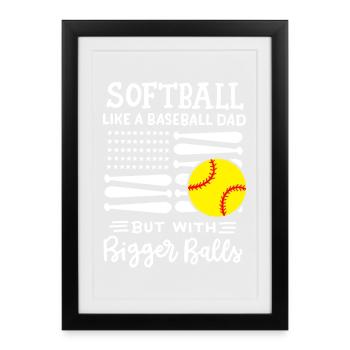 Softball Softball Papa - Gerahmtes Poster (27 × 37 cm) - Schwarz - Vorne