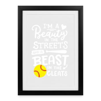 Softball Softball-Spieler - Gerahmtes Poster (27 × 37 cm) - Schwarz - Vorne