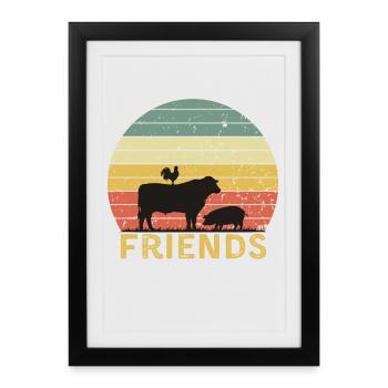 Farmyard Animal Friendship Design - Framed poster (27 × 37 cm) - black - Front
