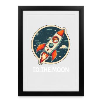 To The Moon Shiba Inu Rocket Crypto Dog Bitcoin. - Framed poster (27 × 37 cm) - black - Front