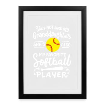 Softball Enkelin Softball-Spieler - Gerahmtes Poster (27 × 37 cm) - Schwarz - Vorne