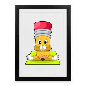 Crayon Yoga Fitness Gymnastique - Affiche encadrée (27 × 37 cm) - noir - Devant