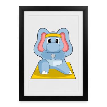 Gymnastique de fitness de yoga d’éléphant - Affiche encadrée (27 × 37 cm) - noir - Devant