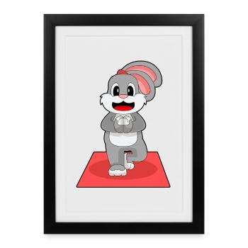 Lapin Yoga Fitness Gymnastique - Affiche encadrée (27 × 37 cm) - noir - Devant