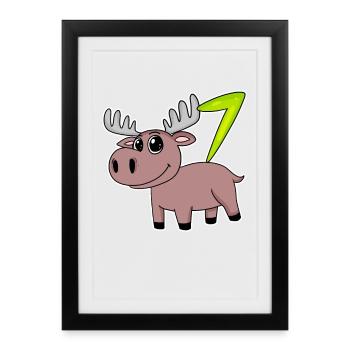 Motif 7e anniversaire de l’orignal - Sept ans - Affiche encadrée (27 × 37 cm) - noir - Devant