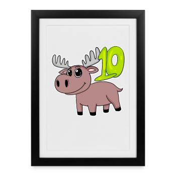 2ème anniversaire motif orignal - dix ans - Affiche encadrée (27 × 37 cm) - noir - Devant