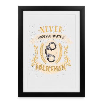 Officier de police, application de la loi, cadeau drôle - Affiche encadrée (27 × 37 cm) - noir - Devant