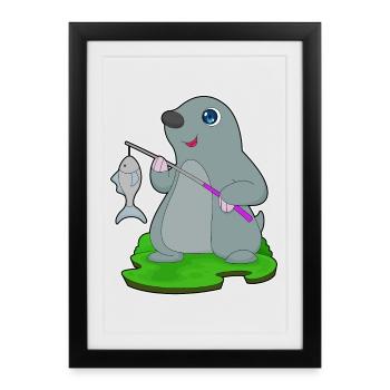 Pêche au poisson-taupe - Affiche encadrée (27 × 37 cm) - noir - Devant