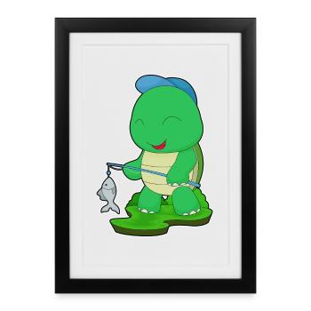 Pêche au poisson tortue - Affiche encadrée (27 × 37 cm) - noir - Devant