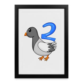 Motif 2ème anniversaire Colombe - Deux ans - Affiche encadrée (27 × 37 cm) - noir - Devant