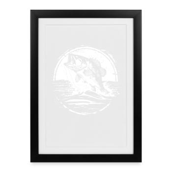 Dessin de poisson - Affiche encadrée (27 × 37 cm) - noir - Devant