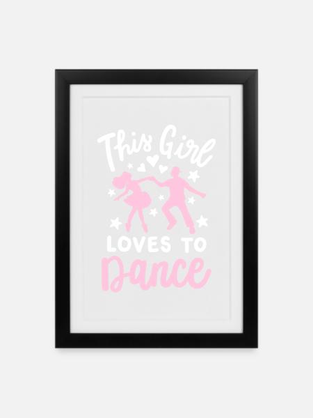 Tanzen Tänzerin - Gerahmtes Poster (27 × 37 cm) - Schwarz