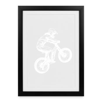 Fille de vélo de montagne - Affiche encadrée (27 × 37 cm) - noir - Devant