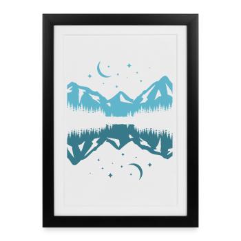 Reflet de la montagne au clair de lune - Affiche encadrée (27 × 37 cm) - noir - Devant