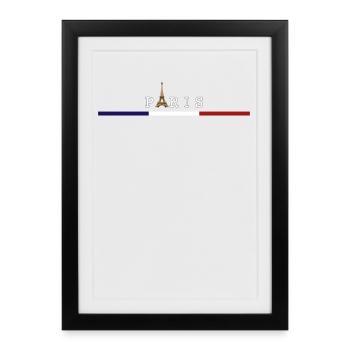 Drapeau France Tour Eiffel Élégance Parisienne - Affiche encadrée (27 × 37 cm) - noir - Devant
