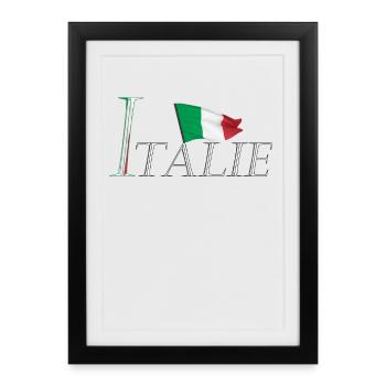Élegant au Design Moderne avec le Drapeau Italien - Affiche encadrée (27 × 37 cm) - noir - Devant