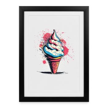 Crème glacée Vintage - Affiche encadrée (27 × 37 cm) - noir - Devant