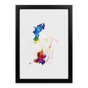 Joueur de flûte Retrowave - Affiche encadrée (27 × 37 cm) - noir - Devant