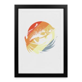 Look rétro graphique poisson - Affiche encadrée (27 × 37 cm) - noir - Devant