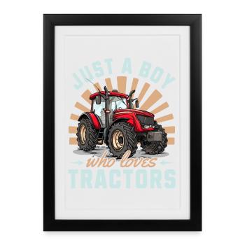 Tracteur Garçons Agriculture Enfants de la ferme - Affiche encadrée (27 × 37 cm) - noir - Devant