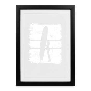 Conception de surfeur - Affiche encadrée (27 × 37 cm) - noir - Devant