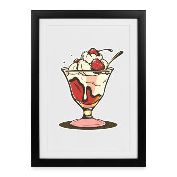 Ice cream sundae Drawing - Framed poster (27 × 37 cm) - black - Front
