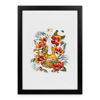 Ukulélé drôle - Affiche encadrée (27 × 37 cm) - noir - Devant