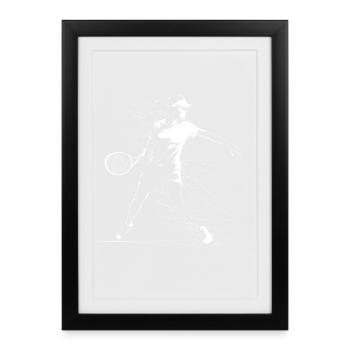 Croquis de joueur de tennis - Affiche encadrée (27 × 37 cm) - noir - Devant