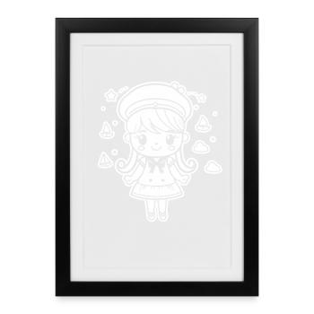 Look de dessin animé de Sailor Girl - Affiche encadrée (27 × 37 cm) - noir - Devant