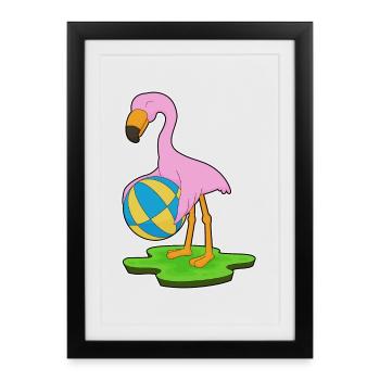 Natation Flamingo Water-polo Été - Affiche encadrée (27 × 37 cm) - noir - Devant