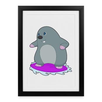 Mole Surfing Surfboard Summer - Framed poster (27 × 37 cm) - black - Front