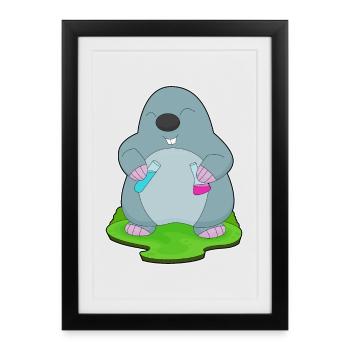 Laboratoire de tubes à essai de science taupe - Affiche encadrée (27 × 37 cm) - noir - Devant