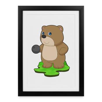 Boule de bowling Bear Bowling - Affiche encadrée (27 × 37 cm) - noir - Devant