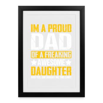 Fier papa d’une fille géniale Tee - Affiche encadrée (27 × 37 cm) - noir - Devant