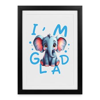 Éléphant mignon et joyeux avec message positive - Affiche encadrée (27 × 37 cm) - noir - Devant