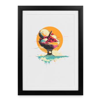 Crème glacée dans une tasse - Affiche encadrée (27 × 37 cm) - noir - Devant