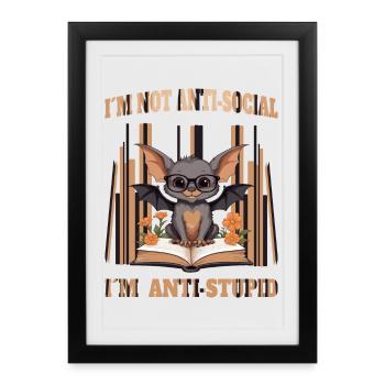 Cute Clever Bat - Framed poster (27 × 37 cm) - black - Front