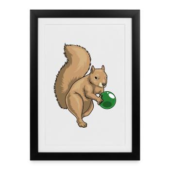Boule de bowling Squirrel - Affiche encadrée (27 × 37 cm) - noir - Devant
