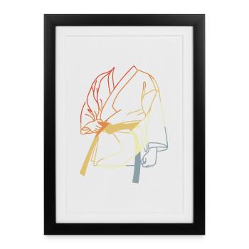 Dessin Karateka Look Vintage - Affiche encadrée (27 × 37 cm) - noir - Devant