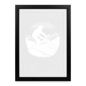 Mountain Biker Drawing - Framed poster (27 × 37 cm) - black - Front