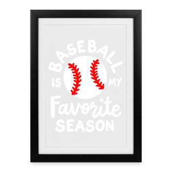Baseball Baseball-Liebhaber - Gerahmtes Poster (27 × 37 cm) - Schwarz - Vorne