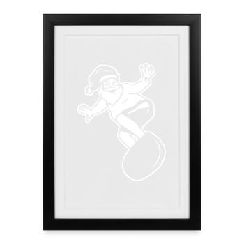 Surfer Santa Claus - Gerahmtes Poster (27 × 37 cm) - Schwarz - Vorne