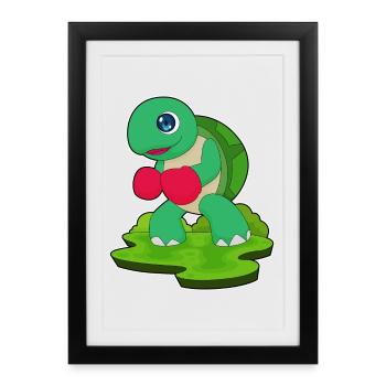 Turtle Boxer Boxing Gloves Boxing - Framed poster (27 × 37 cm) - black - Front