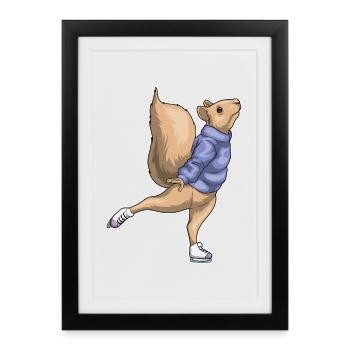 Patins à glace écureuil - Affiche encadrée (27 × 37 cm) - noir - Devant