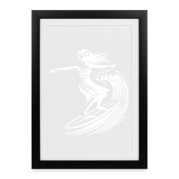 Surfing Hula Girl Hawaii Vintage Surf Art - Framed poster (27 × 37 cm) - black - Front