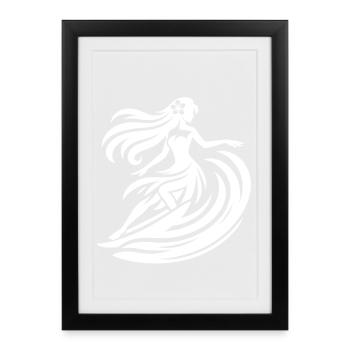 Tropical Surfer Girl Hawaii Beach Waves - Framed poster (27 × 37 cm) - black - Front