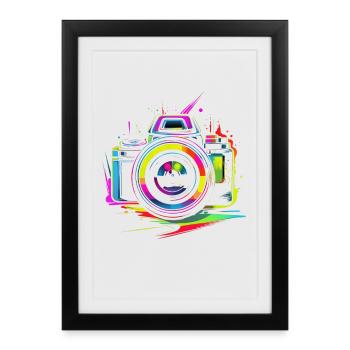 Photography Camera Retrowave - Framed poster (27 × 37 cm) - black - Front