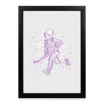 Dessin de fille de hockey - Affiche encadrée (27 × 37 cm) - noir - Devant